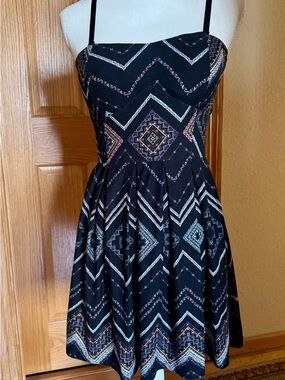 No Boundaries Black Geometric Print Mini Sundress